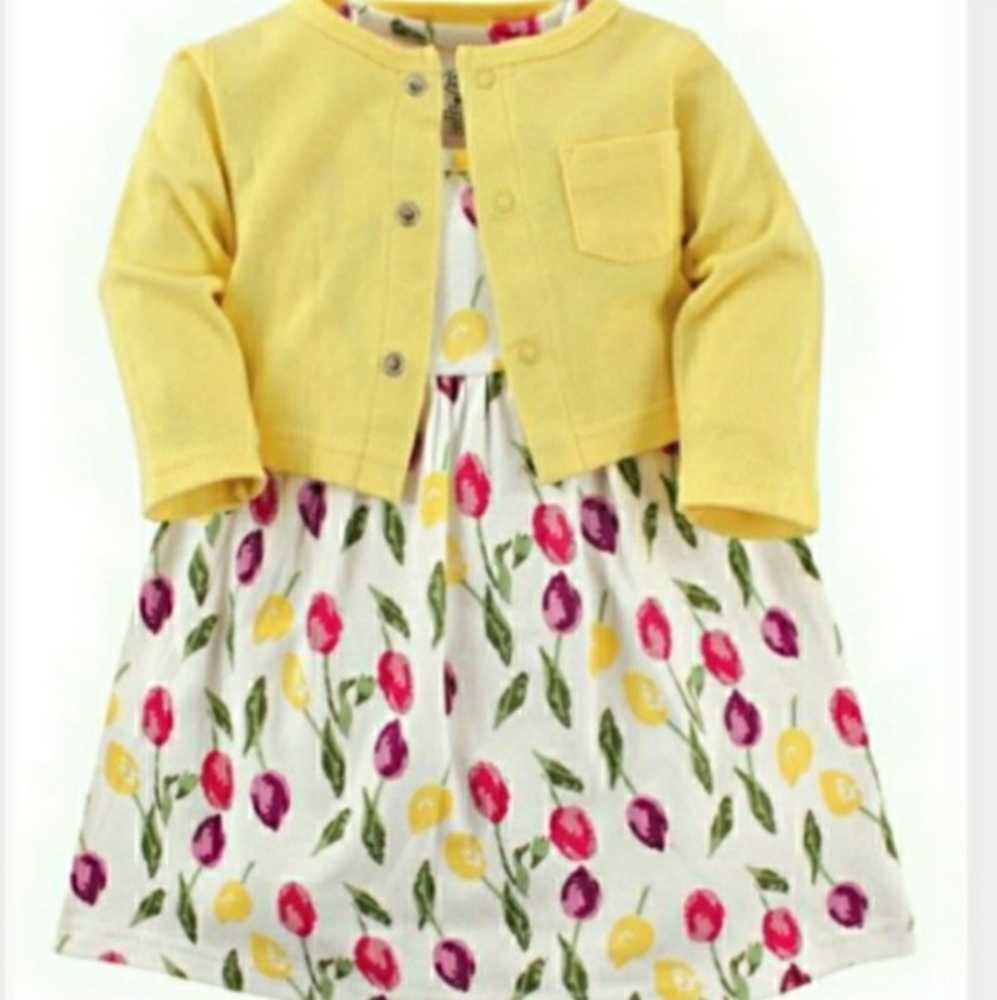 LUVABLE FRIENDS 2 Pc. Dress & Cardigan Set 3-6 Months NWT